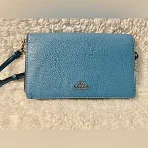 Coach Small Blue Pebbled Leather Crossbody
